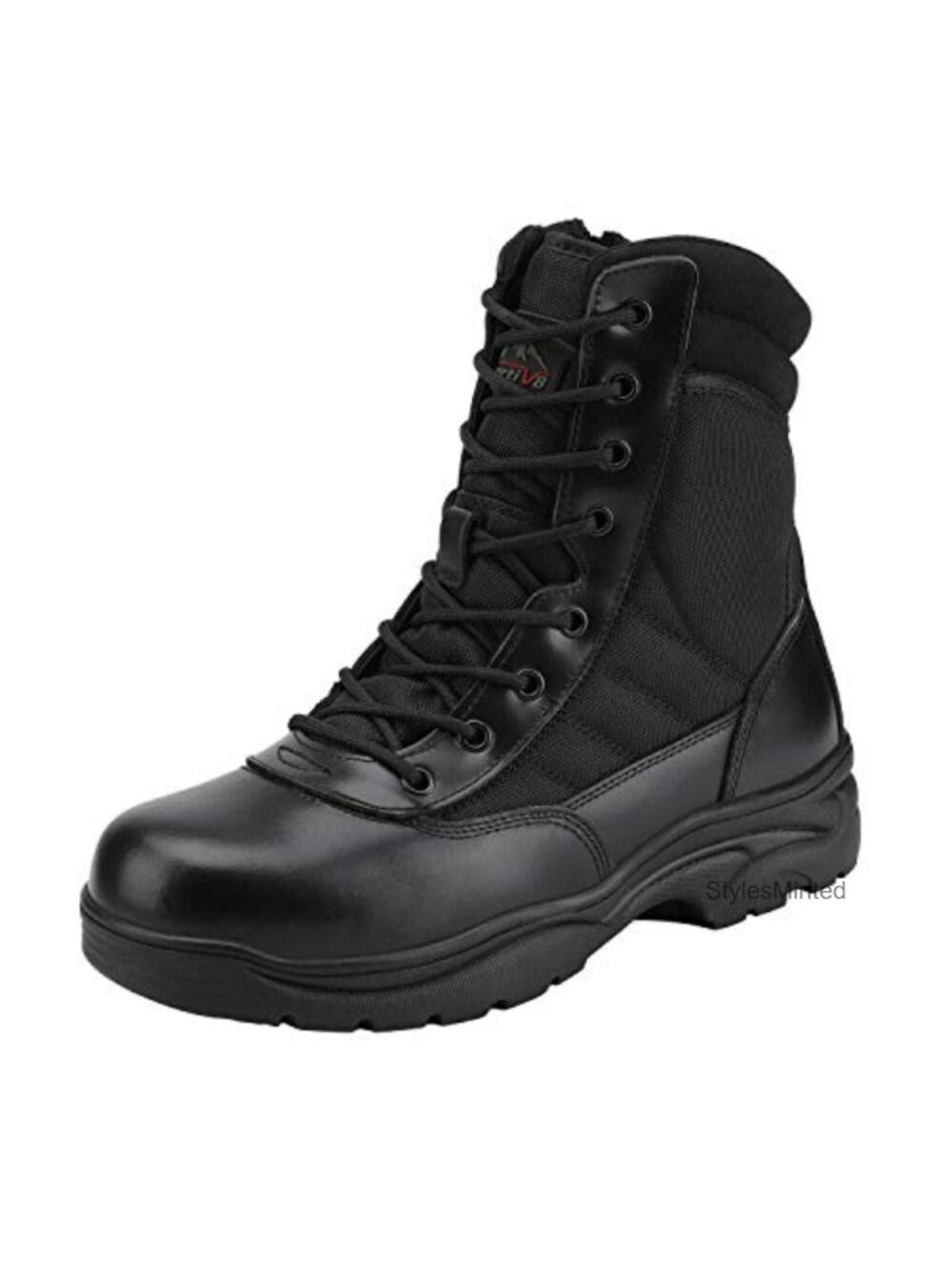 Men's Military Tactical Work Boots Leather Side Zip Ankle High